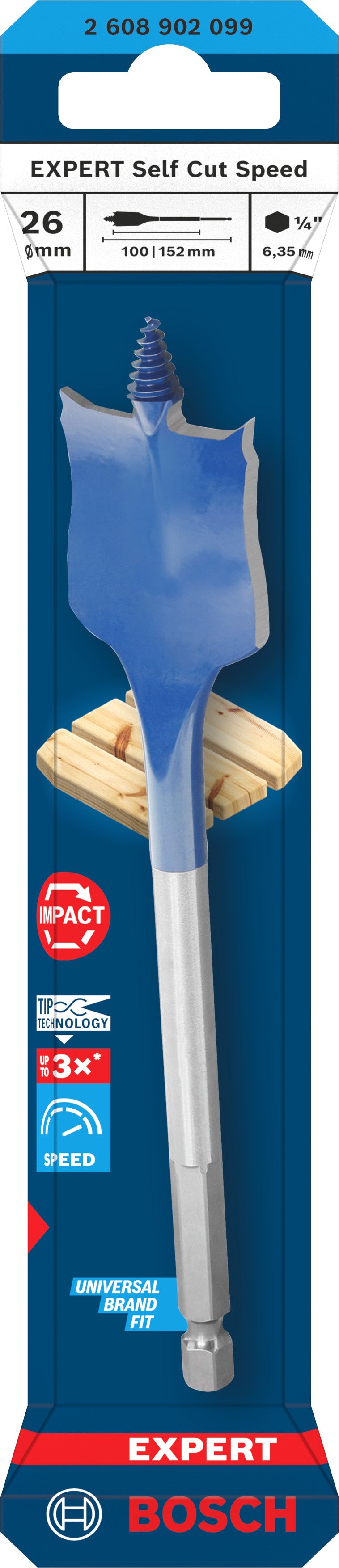 Bosch Accessories Drill (EXPERT Self Cut Speed Flat Drill, 26 x 152 mm)