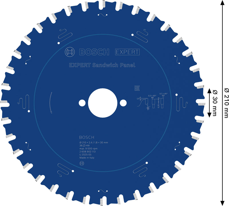 Discos para serras circulares. Bosch Accessories (Lâmina de serra circular EXPERT Sandwich Panel, 210 x 2,4/1,8 x 30 mm, T36)