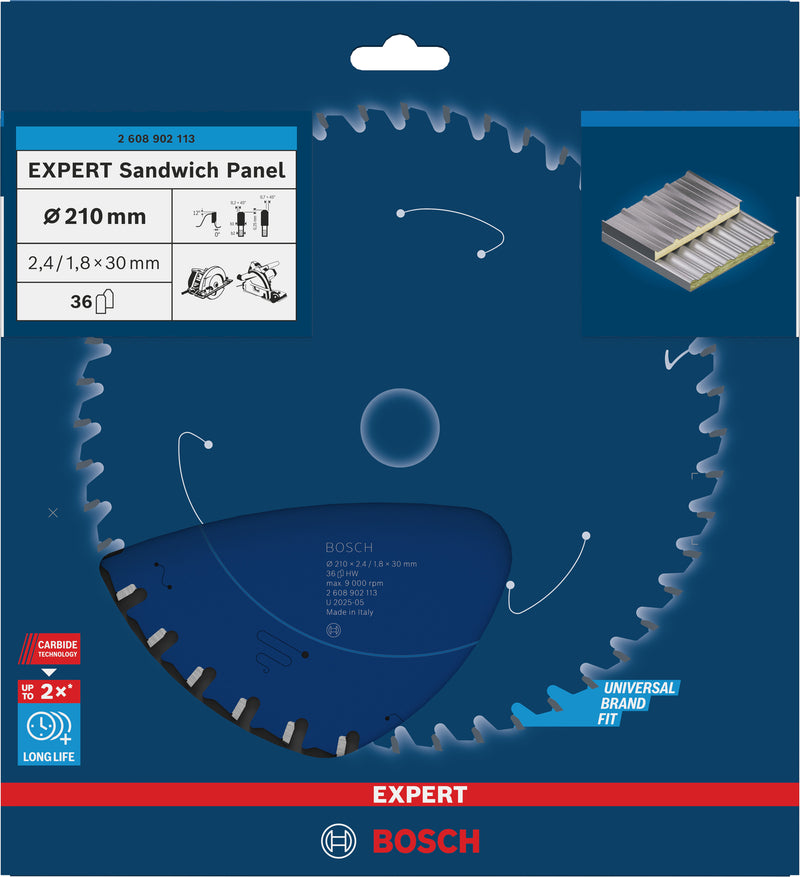 Discos para serras circulares. Bosch Accessories (Lâmina de serra circular EXPERT Sandwich Panel, 210 x 2,4/1,8 x 30 mm, T36)