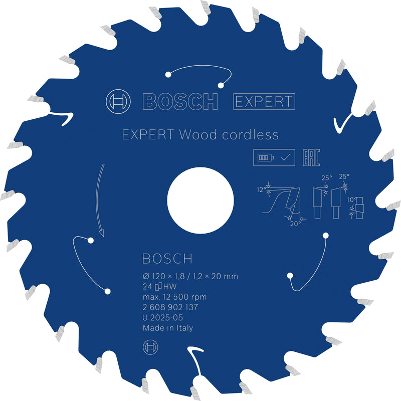 Discos para serras circulares. Bosch Accessories (Lâmina de serra sem fios circular EXPERT Wood cordless, 120 x 1,8/1,2 x 20 mm, T24)