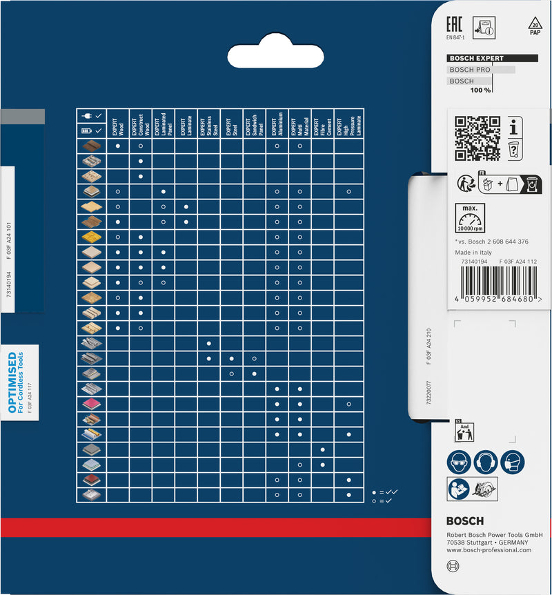 Circular saw blades. Bosch Accessories (EXPERT Wood cordless circular saw blade, 140 x 1.8/1.3 x 20 mm, T42)