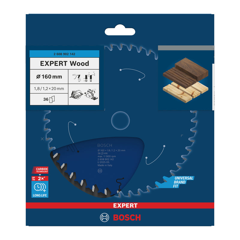 Hojas de sierra circular. Accesorios Bosch (hoja de sierra circular EXPERT Wood, 160 x 1,8/1,2 x 20 mm, T36)