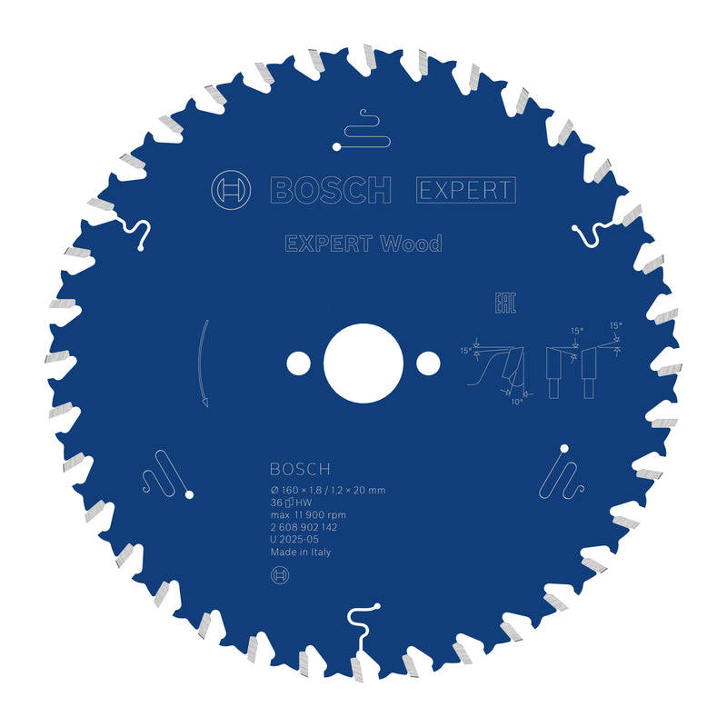 Hojas de sierra circular. Accesorios Bosch (hoja de sierra circular EXPERT Wood, 160 x 1,8/1,2 x 20 mm, T36)