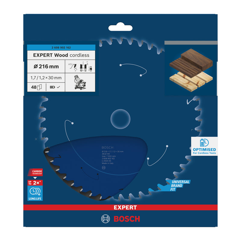 Circular saw blades. Bosch Accessories (EXPERT Wood cordless circular saw blade, 216 x 1.7/1.2 x 30 mm, T48)