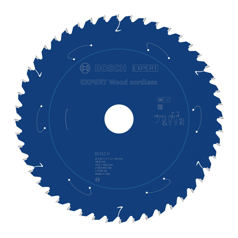 Circular saw blades. Bosch Accessories (EXPERT Wood cordless circular saw blade, 216 x 1.7/1.2 x 30 mm, T48)