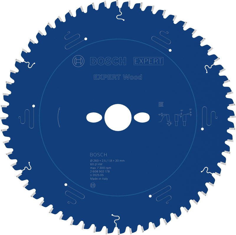 Circular saw blades. Bosch Accessories (EXPERT Wood circular saw blade, 260 x 2.5/1.8 x 30 mm, T60)
