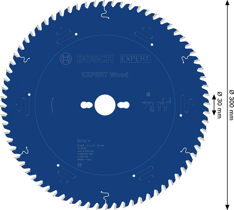 Hojas de sierra circular. Accesorios Bosch (hoja de sierra circular EXPERT Wood, 300 x 3,2/2,2 x 30 mm, T72)