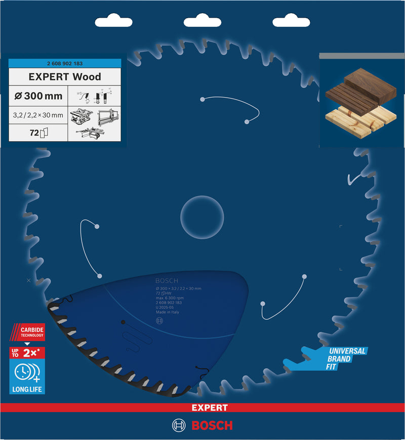 Hojas de sierra circular. Accesorios Bosch (hoja de sierra circular EXPERT Wood, 300 x 3,2/2,2 x 30 mm, T72)