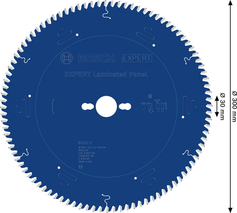 Discos para serras circulares. Bosch Accessories (Lâmina de serra circular EXPERT Laminated Panel, 300 x 3,2/2,2 x 30 mm, T96)