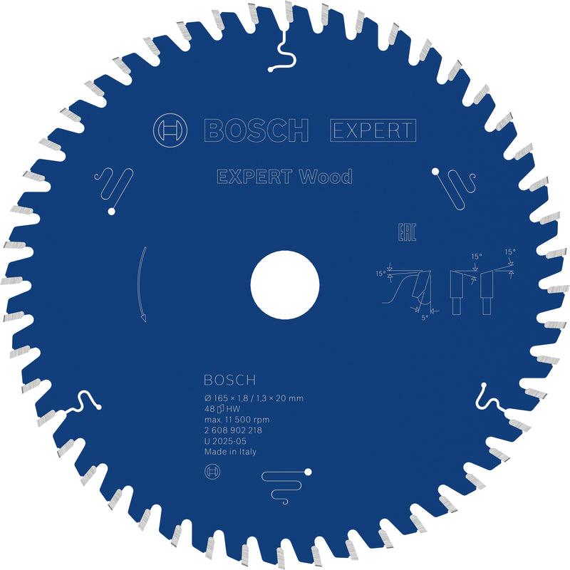 Circular saw blades. Bosch Accessories (EXPERT Wood circular saw blade, 165 x 1.8/1.3 x 20 mm, T48)