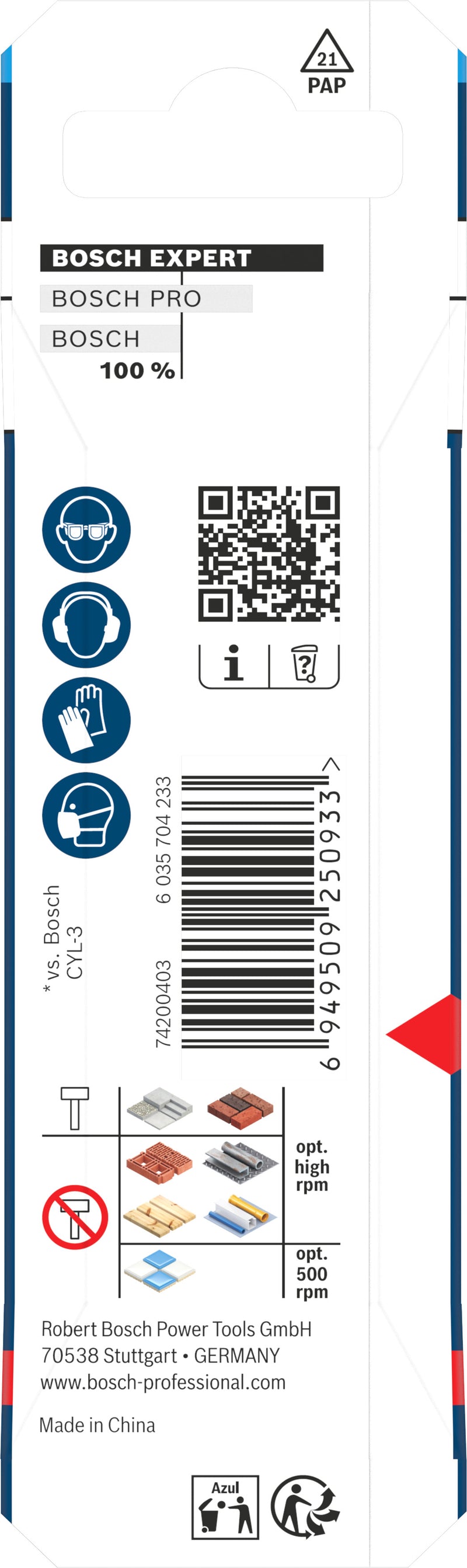 Accesorios Bosch Taladro (Taladro multiusos EXPERT HEX-9, 3 x 45 x 90 mm)