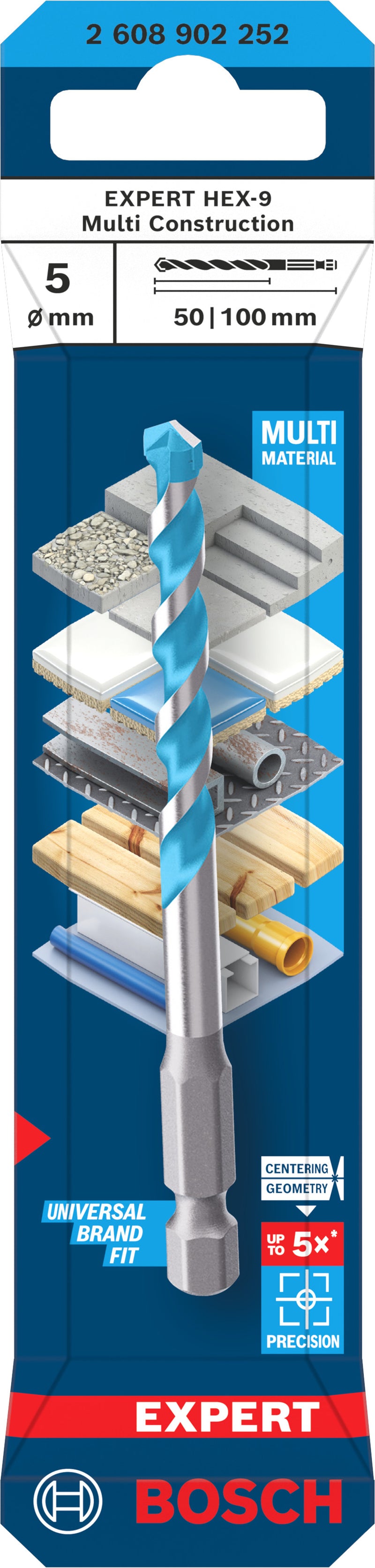 Accesorios Bosch Taladro (Taladro multiusos EXPERT HEX-9, 5 x 50 x 100 mm)