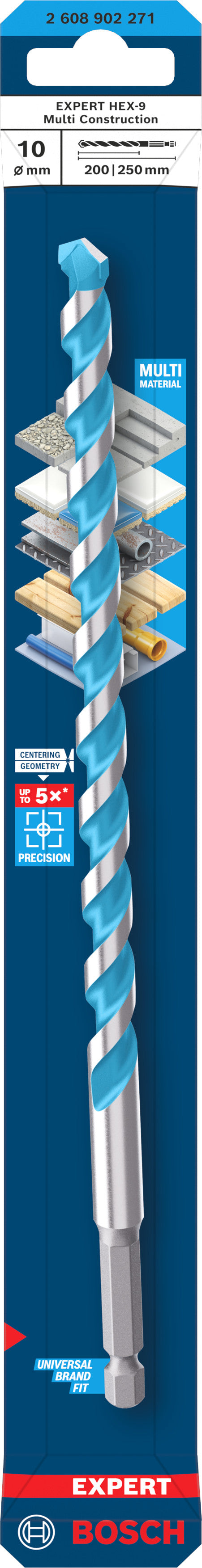 Broca Bosch Accessories (Broca EXPERT HEX-9 Multi Construction, 10 x 200 x 250 mm)