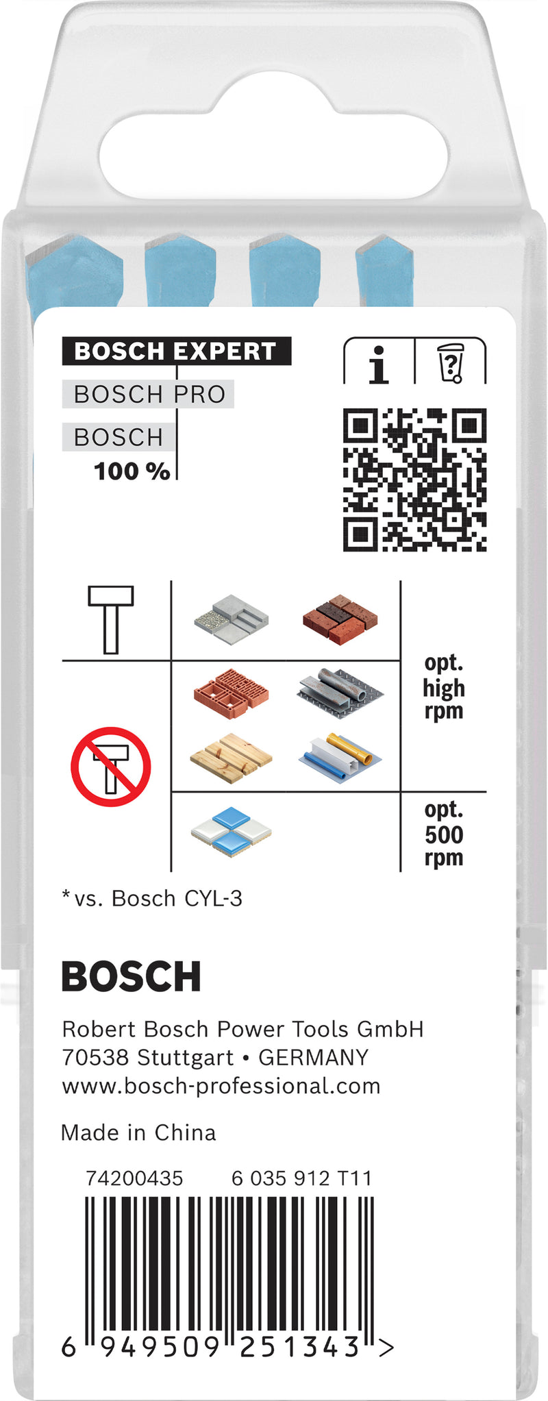 Drill bit, assorted Bosch Accessories (EXPERT HEX-9 Multi Construction drill bit set, 4 x 45 x 90; 5 x 50 x 100; 6 x 60 x 100; 6 x 60 x 100; 8 x 50 x 100 mm, 5 units)