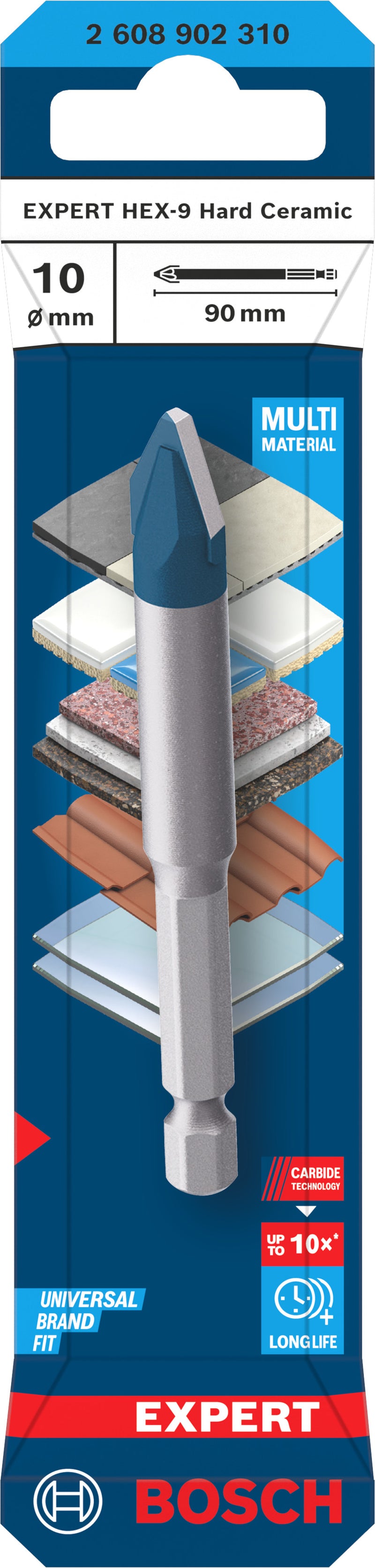 Accesorios Bosch Taladro (Taladro de cerámica dura EXPERT HEX-9, 10 x 90 mm)