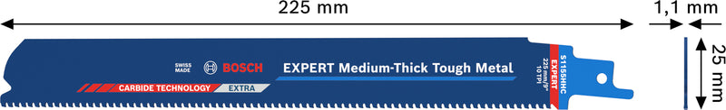 Lâminas de serrote elétrico, especial Bosch Accessories (Lâmina EXPERT Medium-Thick Tough Metal S1155HHC, 3 peças)