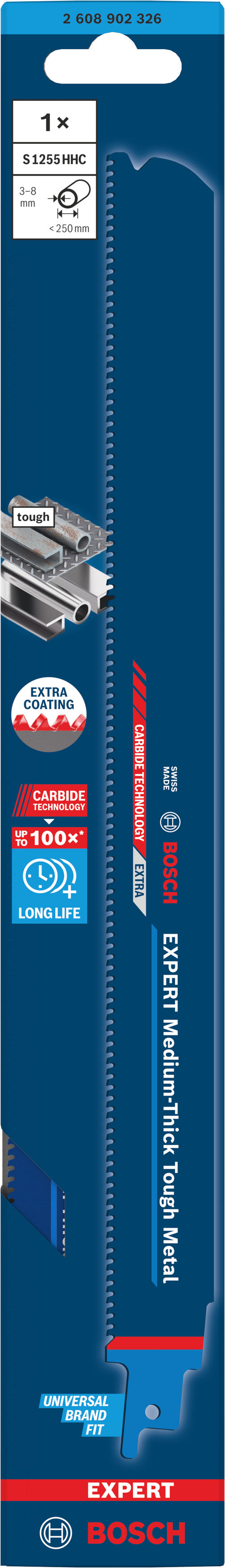 Lâminas de serrote elétrico, especial Bosch Accessories (Lâmina EXPERT Medium-Thick Tough Metal S1255HHC)