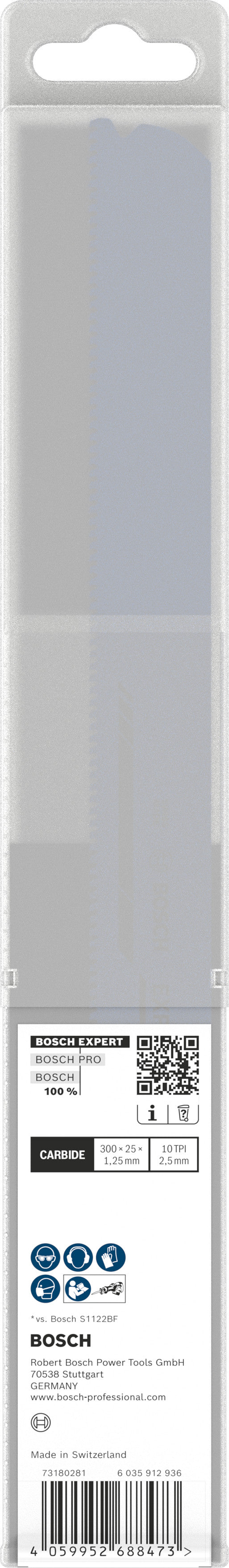 Hojas de sierra eléctrica, accesorios especiales de Bosch (Expert Medium-Thick Tough Metal Blade S1255HHC, 10 piezas)