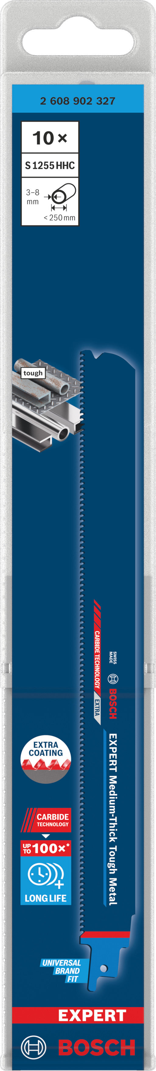 Hojas de sierra eléctrica, accesorios especiales de Bosch (Expert Medium-Thick Tough Metal Blade S1255HHC, 10 piezas)