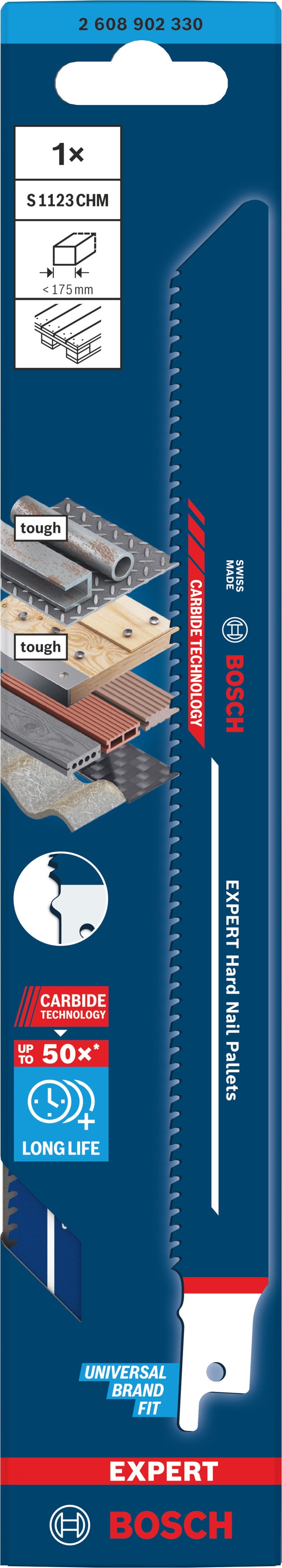 Lâminas de serrote elétrico, especial Bosch Accessories (Lâmina EXPERT Hard Nail Pallets S1123CHM)
