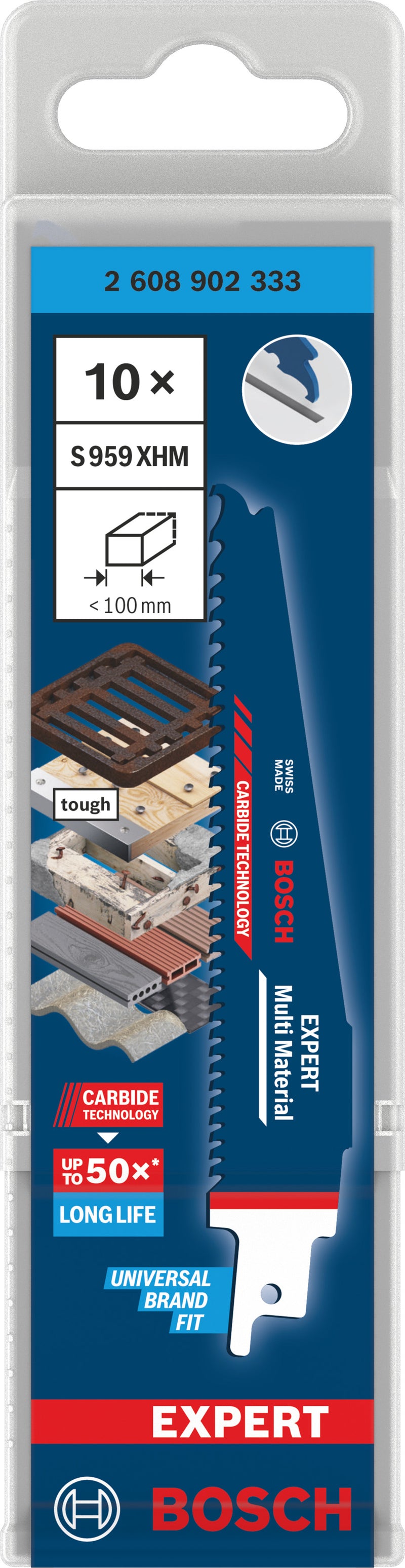 Hojas de sierra eléctrica, accesorios especiales de Bosch (Expert Multi Material Blade S959XHM, 10 piezas)