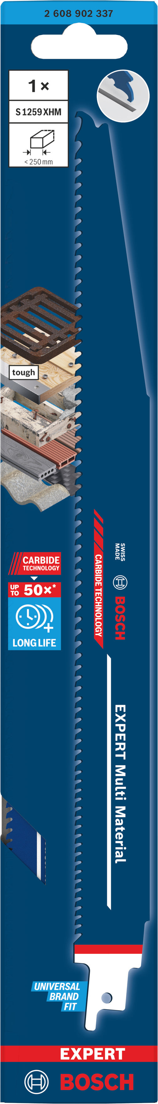 Hojas de sierra eléctrica, accesorios especiales de Bosch (EXPERT Multi Material Blade S1259XHM)