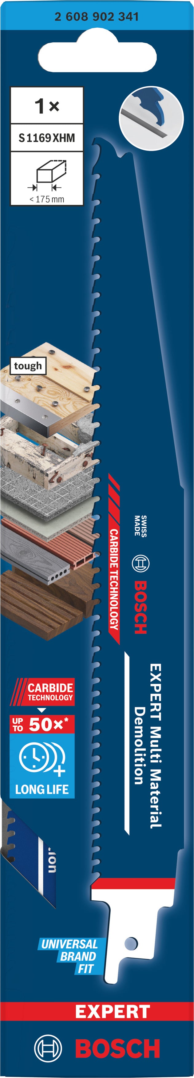 Hojas de sierra eléctrica, accesorios especiales de Bosch (Expert Multi Material Demolition Blade S1169XHM)
