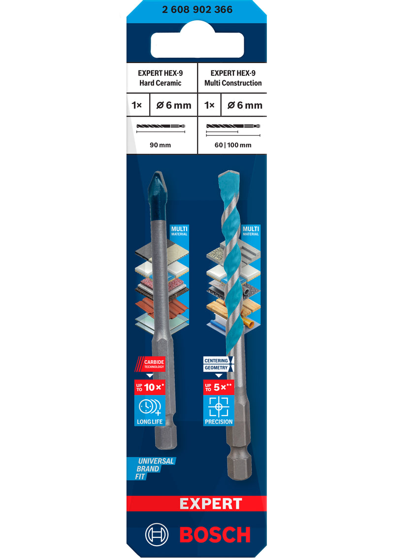 Bosch EXPERT HEX-9 Cerâmica Dura + HEX-9 Multi