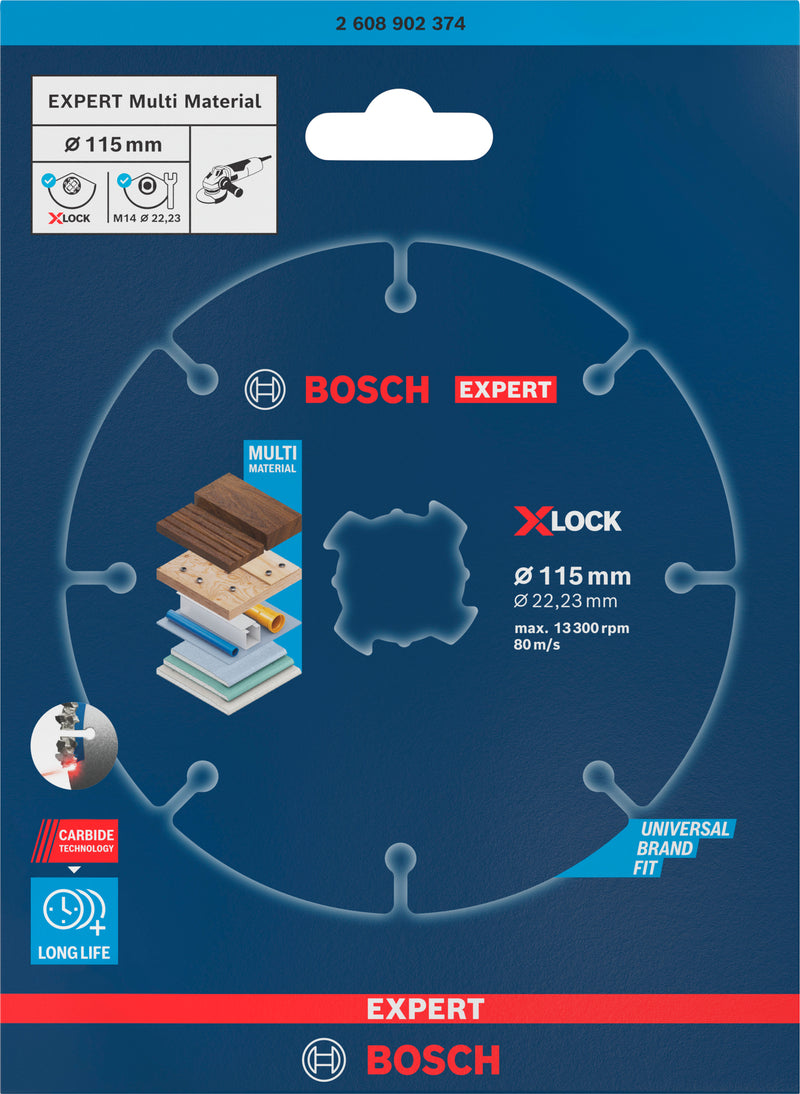 Discos de rebarbar e de corte Bosch Accessories (Disco abrasivo de carboneto EXPERT Multi Material, 115 x 22,23 mm, X-Lock)