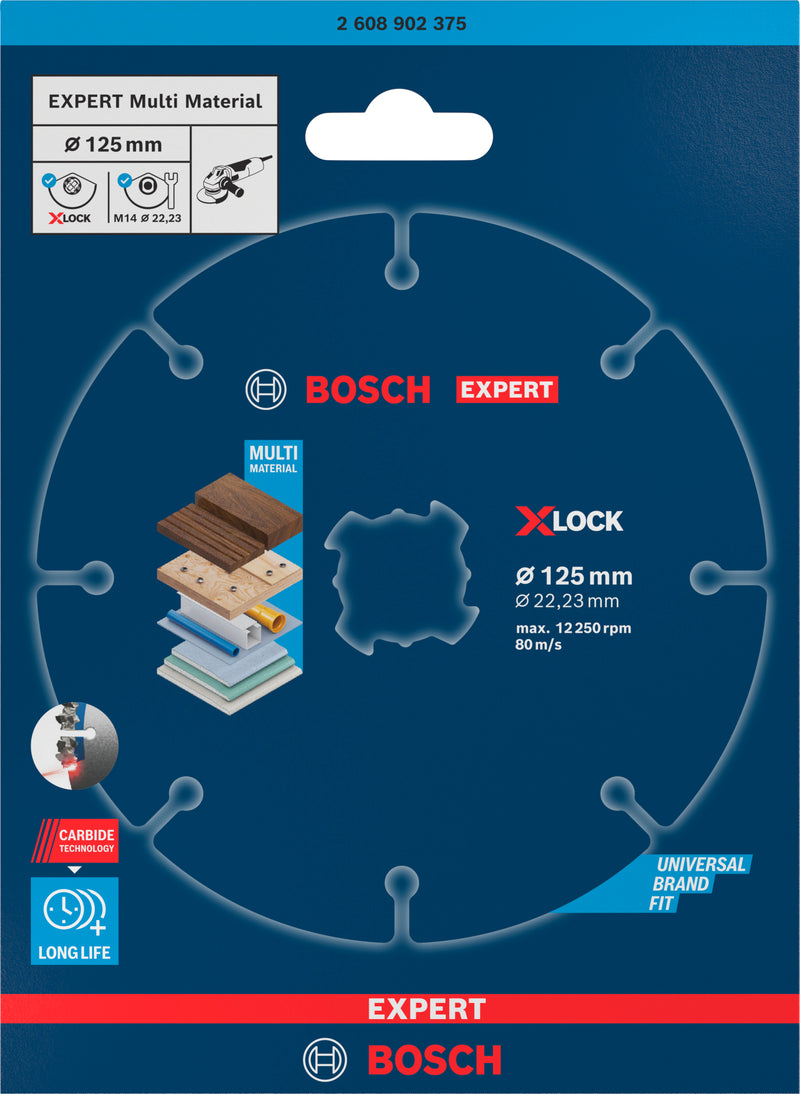 Discos de rebarbar e de corte Bosch Accessories (Disco abrasivo de carboneto EXPERT Multi Material, 125 x 22,23 mm, X-Lock)