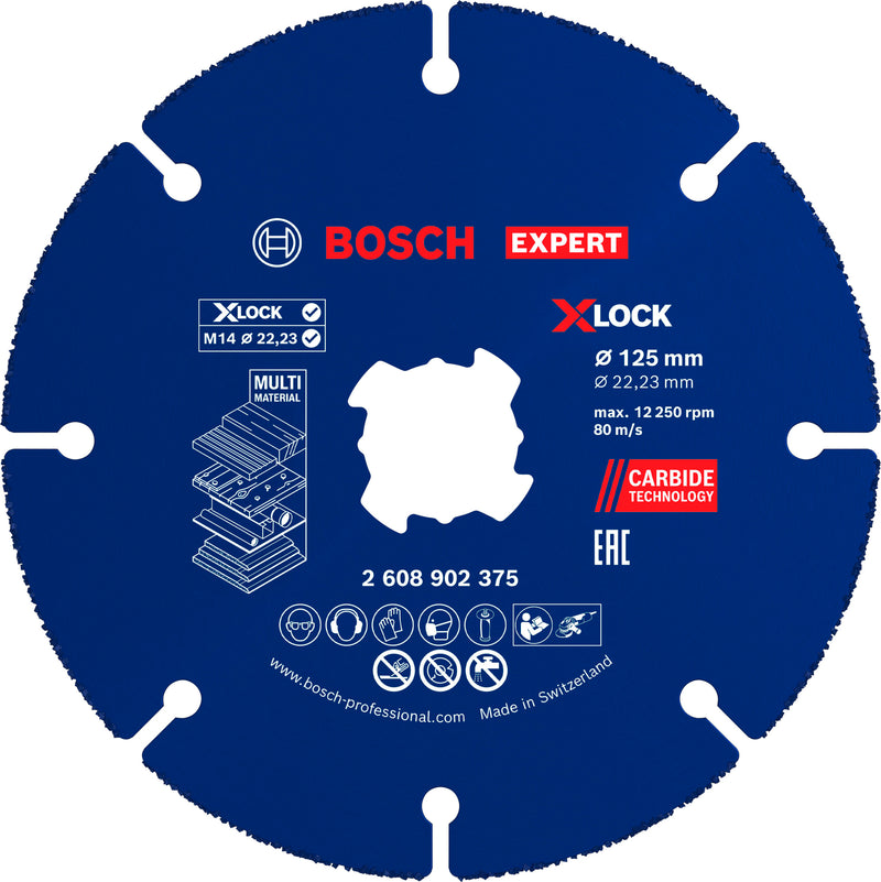 Discos de rebarbar e de corte Bosch Accessories (Disco abrasivo de carboneto EXPERT Multi Material, 125 x 22,23 mm, X-Lock)
