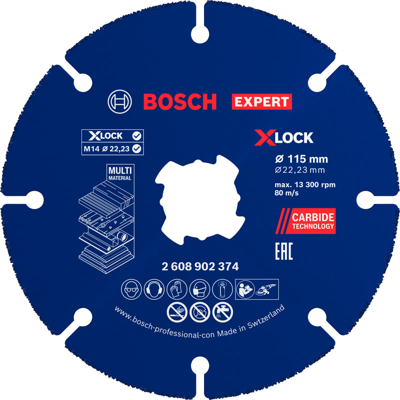 Discos de rebarbar e de corte Bosch Accessories (Disco abrasivo de carboneto EXPERT Multi Material, 115 x 22,23 mm, X-Lock, 10 peças)