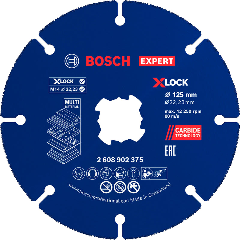Discos de rebarbar e de corte Bosch Accessories (Disco abrasivo de carboneto EXPERT Multi Material, 125 x 22,23 mm, X-Lock, 10 peças)