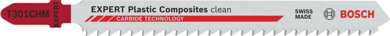 Hojas de sierra de calar de plástico Bosch Accessories (hoja de sierra de calar limpia EXPERT Plastic Composites T301CHM, 3 unidades)