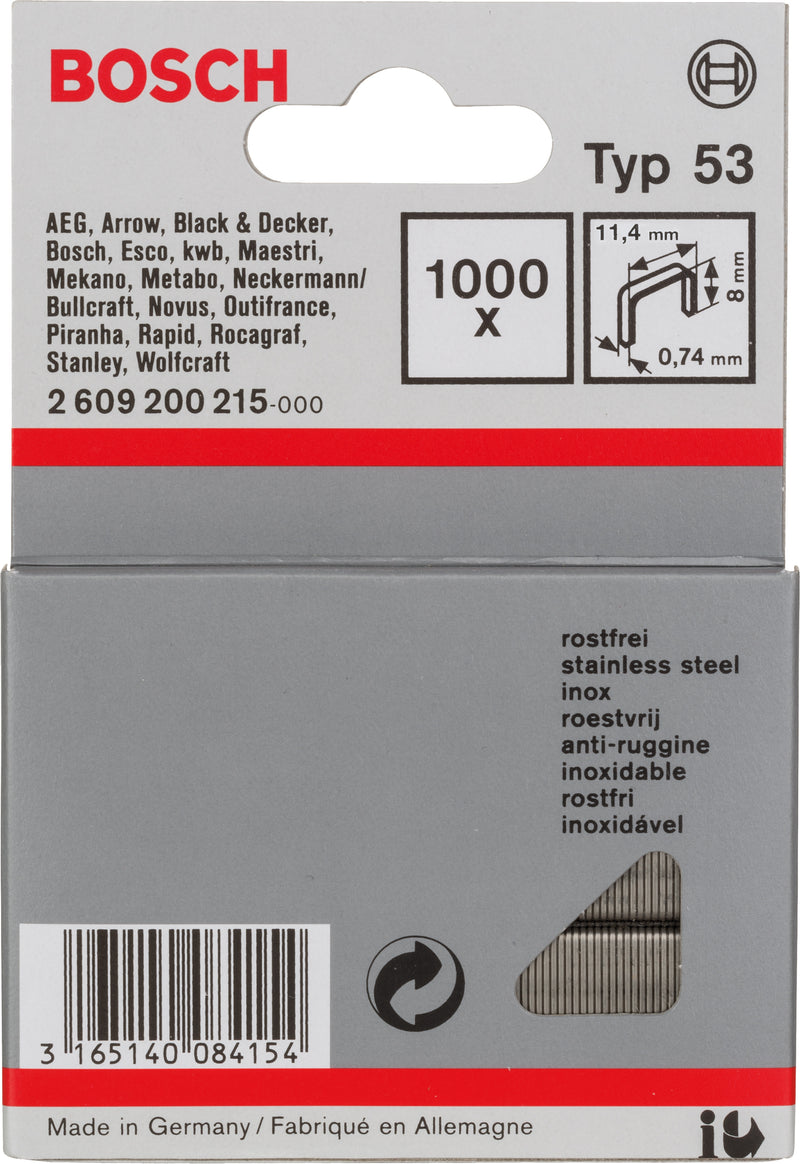 Agrafos de arame fino Bosch 11,4/8 MM, tipo 53
