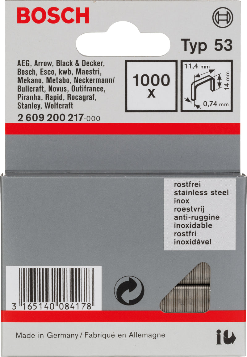 Agrafos de arame fino Bosch 11,4/14 MM, tipo 53