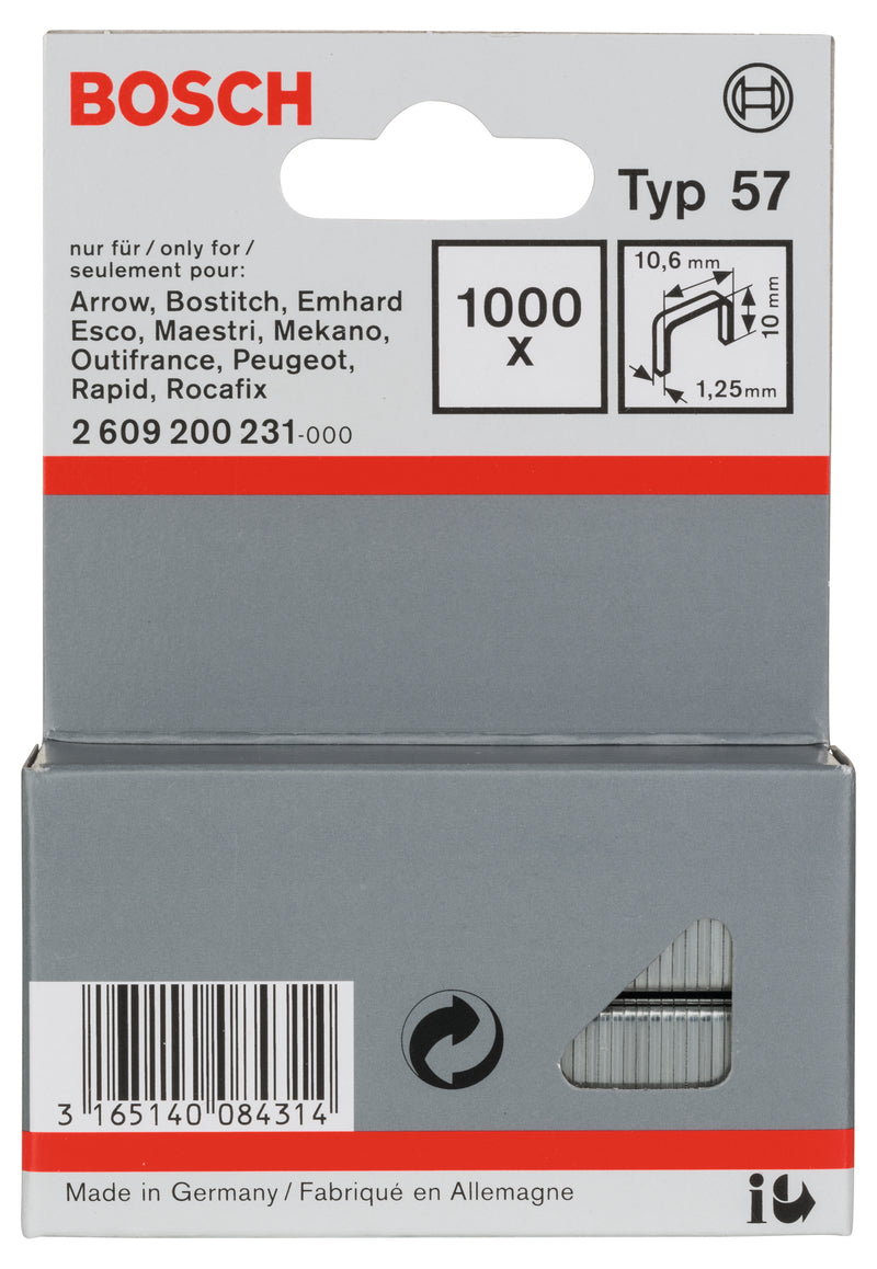 Grampo de arame reto Bosch, tipo 57