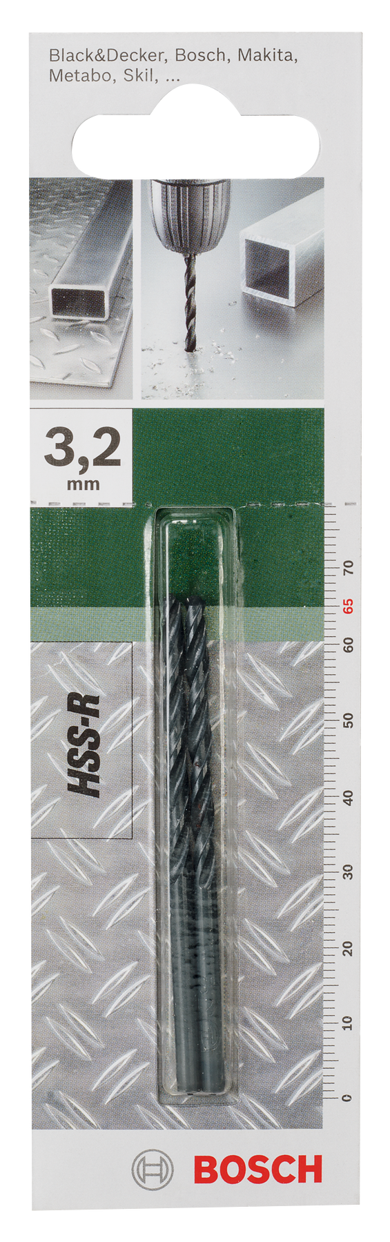 Brocas para metal Bosch HSS-R, DIN 338D = 3,2 mm; L = 65 mm
