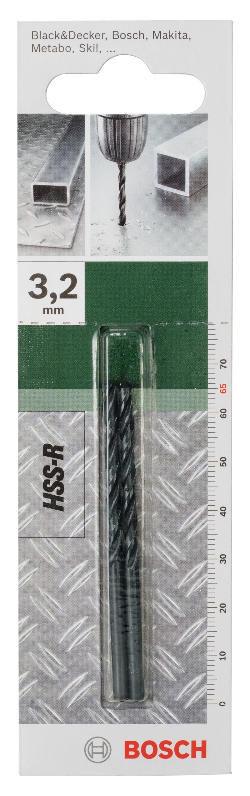 Brocas para metal Bosch HSS-R, DIN 338D = 3,2 mm; L = 65 mm