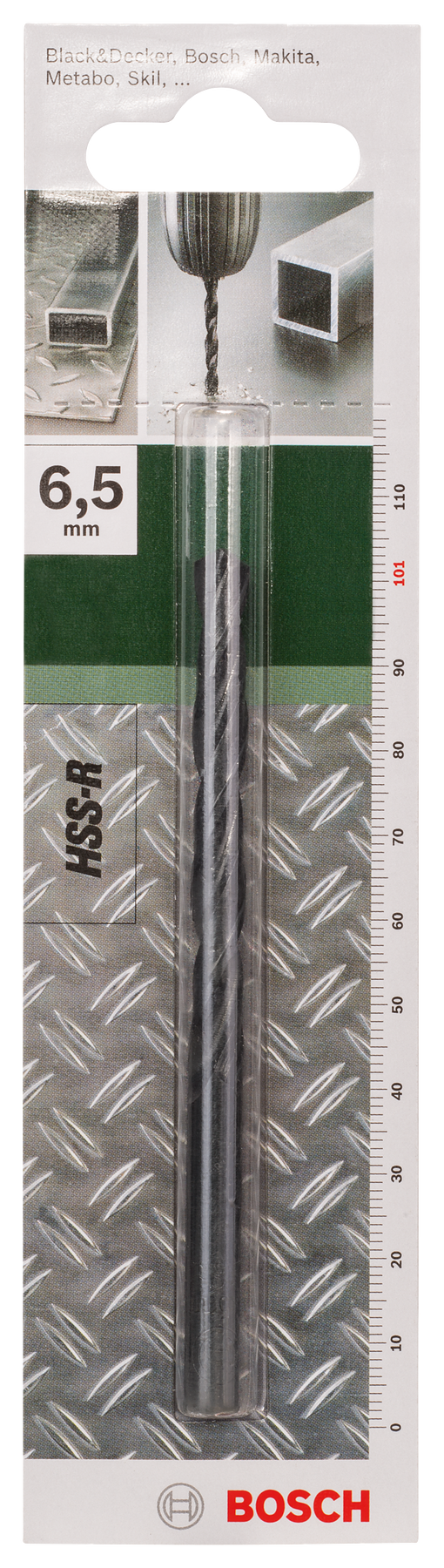 Bosch HSS-R Metal Drill Bits, DIN 338D= 6.5 mm; L= 101 mm