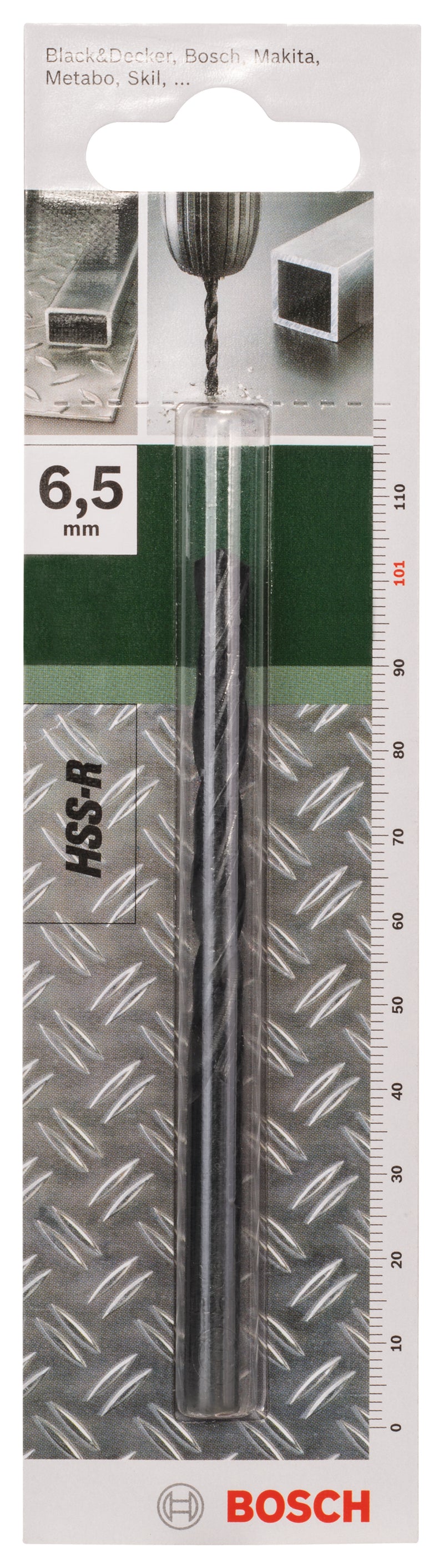 Bosch HSS-R Metal Drill Bits, DIN 338D= 6.5 mm; L= 101 mm
