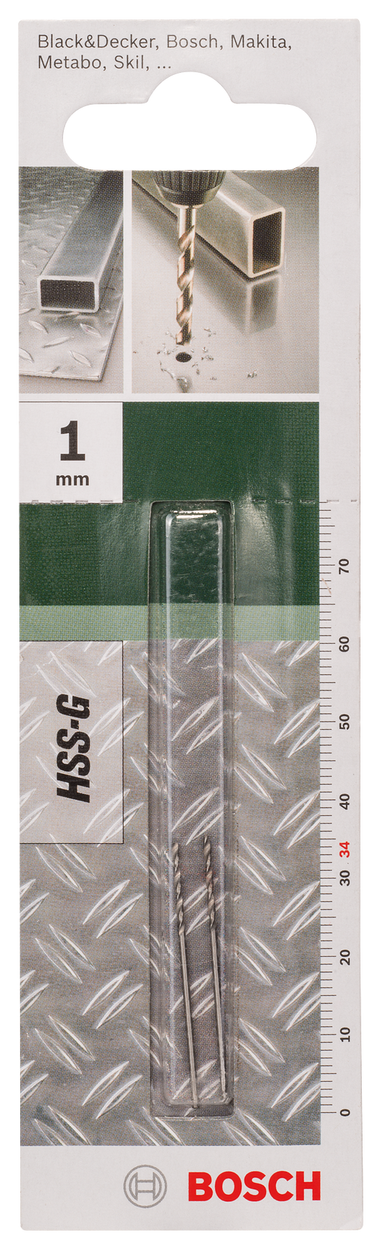 Bosch Drills for metal HSS-G, DIN 338D= 1.0 mm; L= 34 mm
