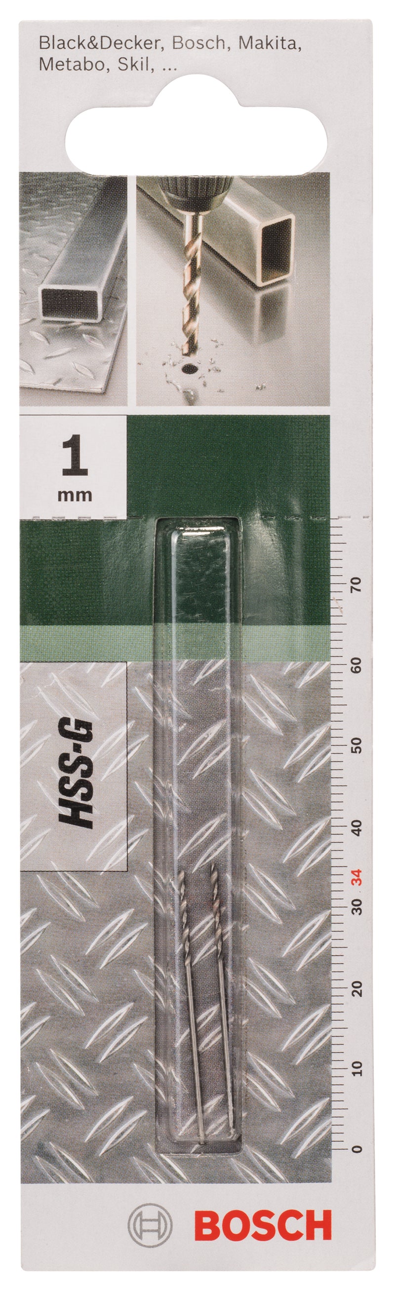 Bosch Drills for metal HSS-G, DIN 338D= 1.0 mm; L= 34 mm