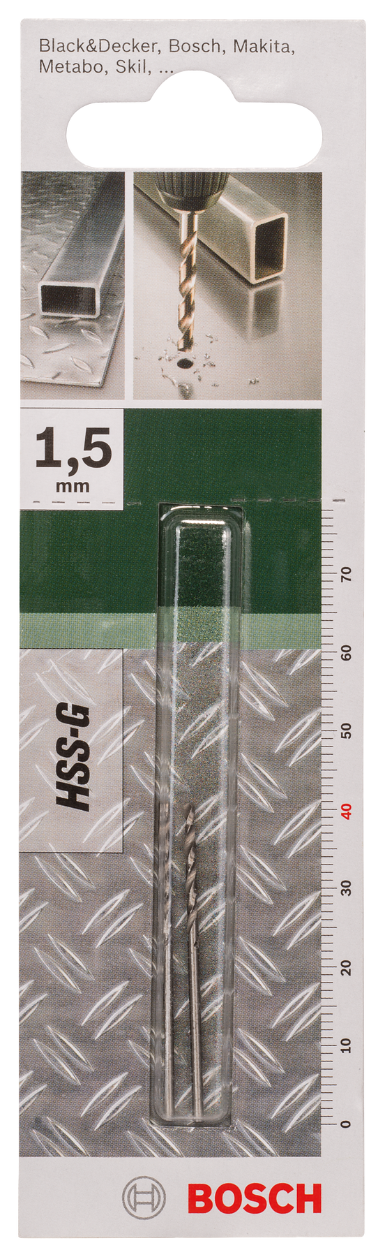 Bosch Drills for metal HSS-G, DIN 338D= 1.5 mm; C= 40 mm