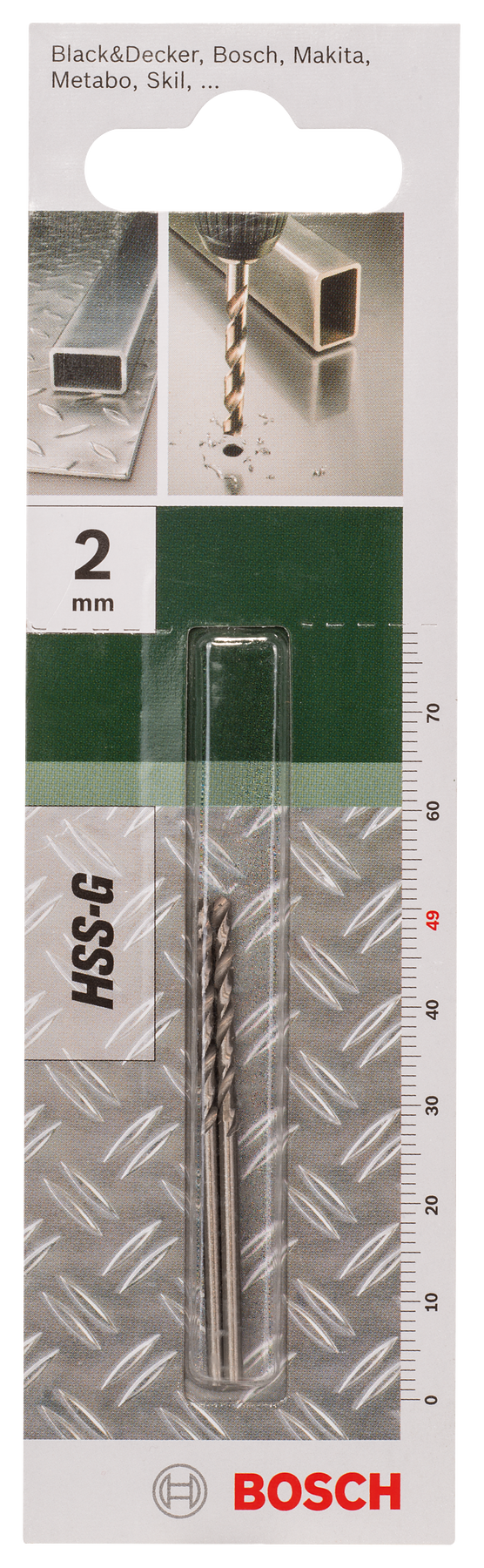 Brocas Bosch para metal HSS-G, DIN 338D= 2,0 mm; L= 49 mm