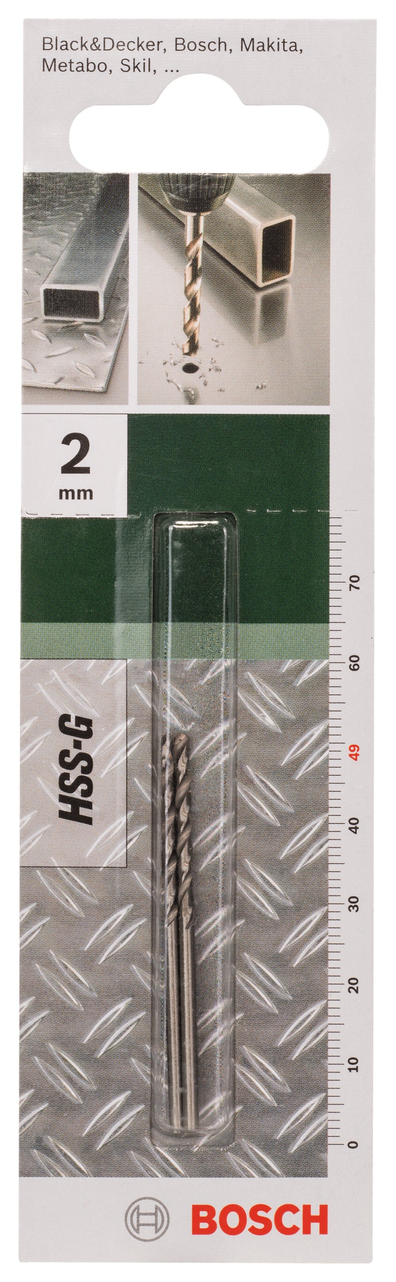 Brocas Bosch para metal HSS-G, DIN 338D= 2,0 mm; L= 49 mm