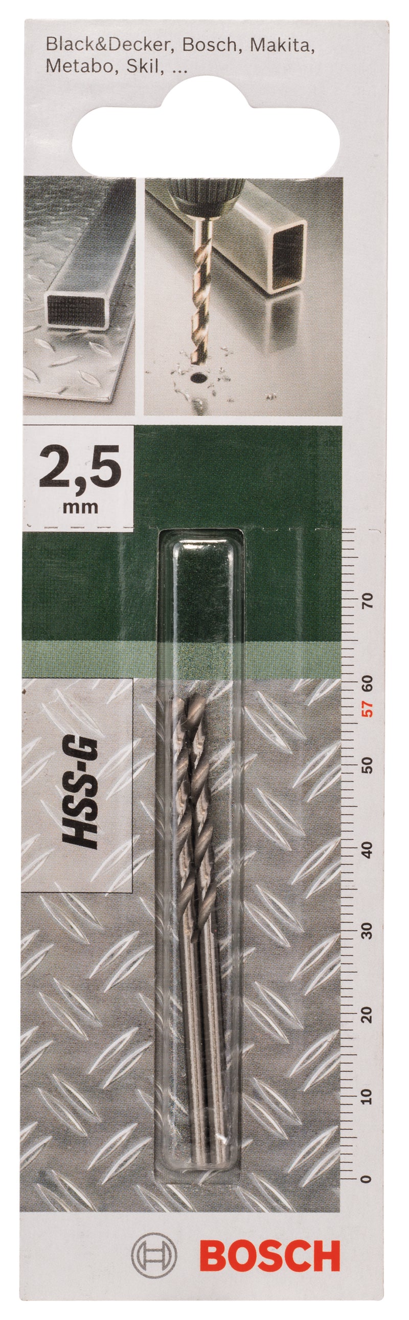 Brocas Bosch para metal HSS-G, DIN 338D= 2,5 mm; L= 57 mm