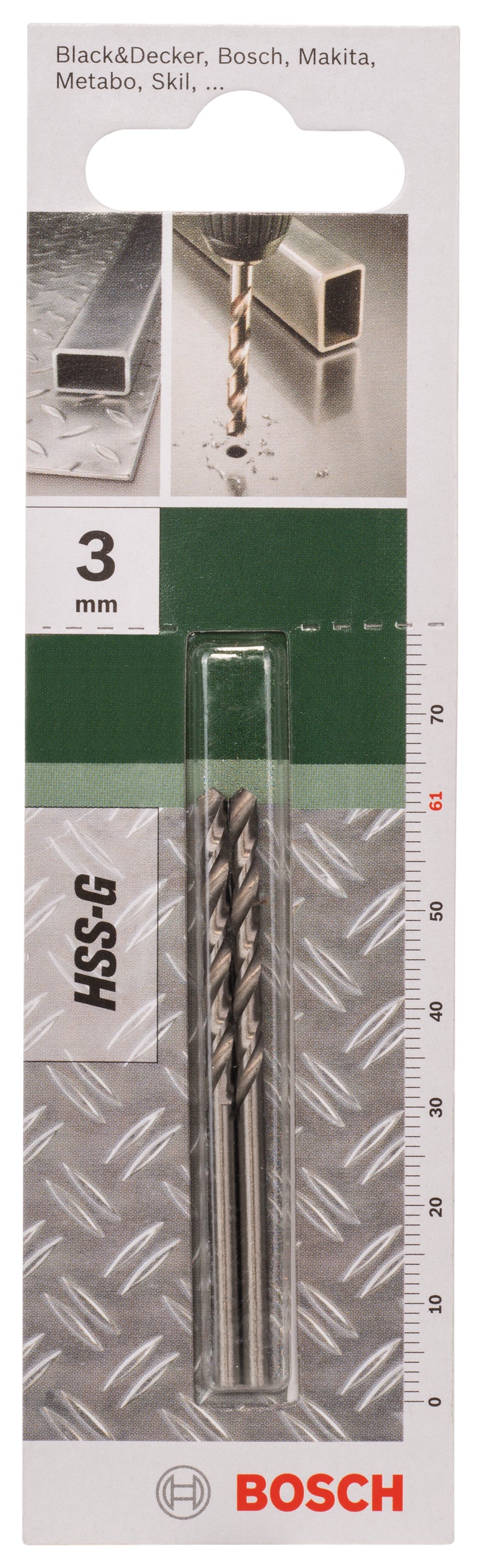 Brocas Bosch para metal HSS-G, DIN 338D= 3,0 mm; L= 61 mm