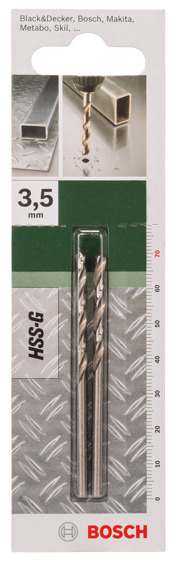 Brocas Bosch para metal HSS-G, DIN 338D= 3,5 mm; L= 70 mm
