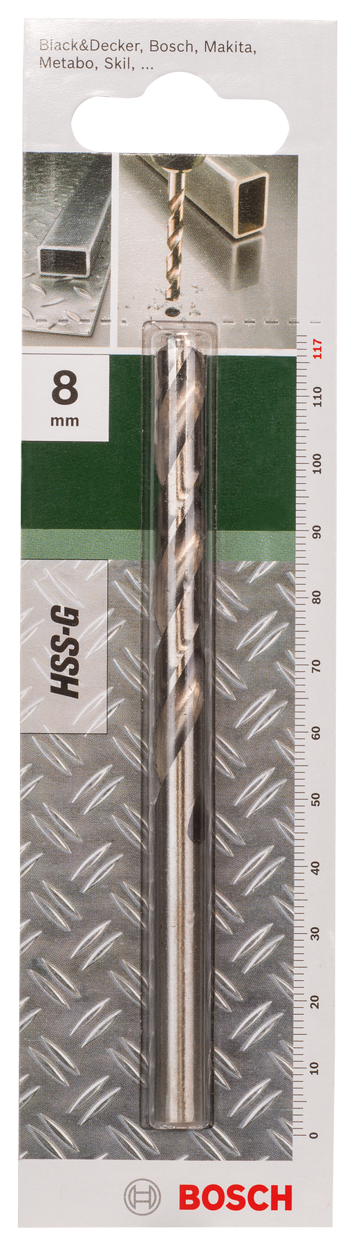 Brocas Bosch para metal HSS-G, DIN 338D= 8,0 mm; L= 117 mm